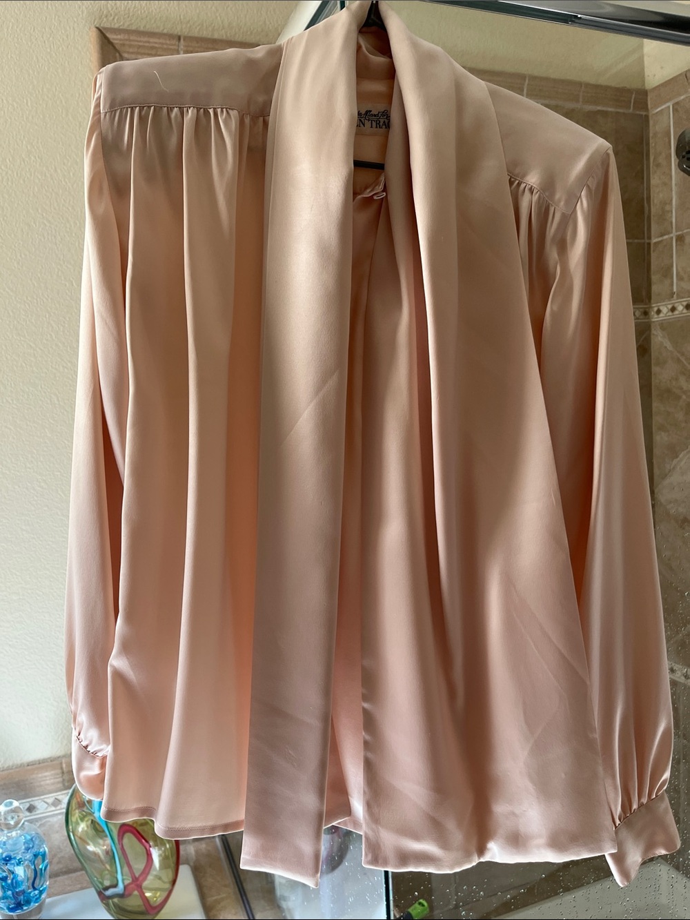 Ellen Tracy Pale Blush Pink Draped Blouse